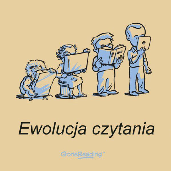 ibukpl's tweet photo. Ewolucja #czytania! Macie propozycję, co może być dalej? http://t.co/n54VbBQw
