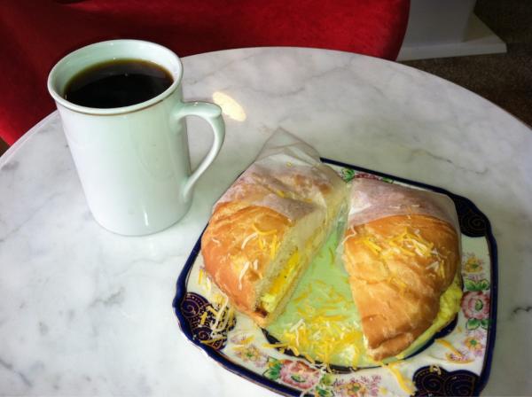 CoffyCafe's tweet photo. Debuting our new egg &amp; cheese croissants. That and a cup med. coffee or tea makes today's breakfast special for $4.50! http://t.co/9u4MTNRi