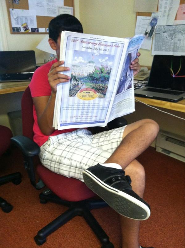 MackTownCrier's tweet photo. Town Crier Staff @AndrewMarlan enjoying the new edition as well. http://t.co/xLrOL5OM