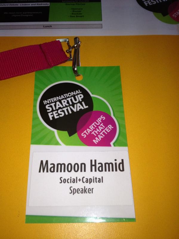 Panteapz's tweet photo. @mamoonhamid:your badge is ready at registration desk :) come to us #startupfest http://t.co/yYT4RoKw