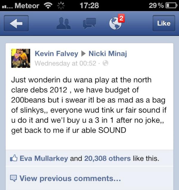 Falvert28's tweet photo. @NICKIMINAJ , well beour any chance of a retweet be a shame to let down over 20,000 loyal fans holla holla RT <3 http://t.co/rWe26Vnd