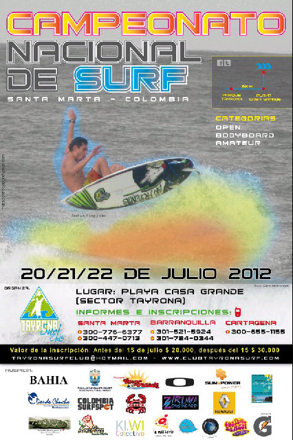 Casagrandesurf's tweet photo. Campeonato Nacional de Surf Santa Marta 21, 22, 23 de Julio. Playa Casa Grande {Sector Tayrona} @SantaMartaViva RT http://t.co/GkhcZFLF