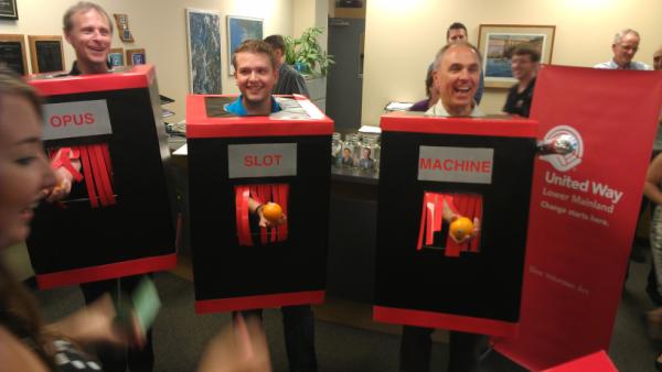 Lani604's tweet photo. #ChangeStartsHere @OpusDK @OpusVancity! Over $3K raised for @UWLM at Kickoff with Human slot machines + CEO pie in face http://t.co/uVhzxjzH