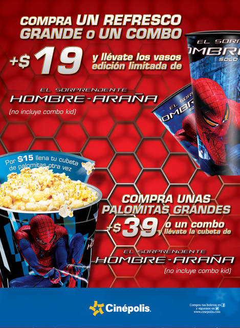 Cinepolis_cn's tweet photo. Aprovecha esta promoción que tenemos para ti.Consigue el vaso conmemorativo de la nueva película: The amazing spiderman http://t.co/2ijKwBUI