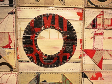 Loving work by Kaori Takamura. Make sure to see them at the gallery. Modern Quilt paintings. Handstitched &amp; painted.