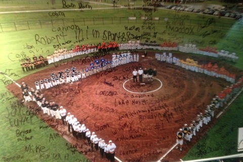 Opening Ceremony Andalusia Alabama. Rebels are red team near shortstop position back row.