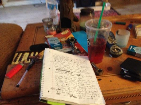 YourGreaziness's tweet image. In my rainy day writing bag.  I also apparently smoke way too much.  #machinework