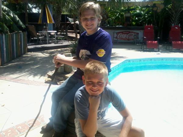 James hogg and presley innes pool side.