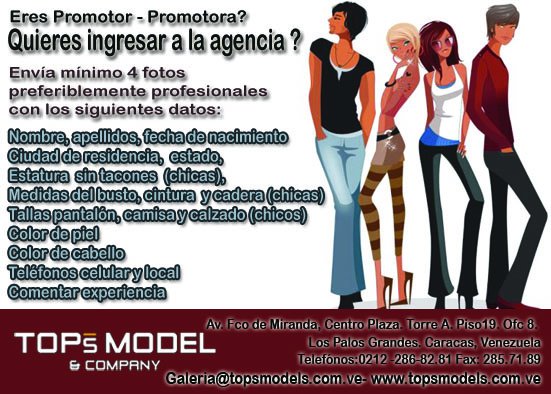 VzlaTopModel's tweet photo. Eres promotor, promotora, modelo? Quieres ingresar a nuestra agencia? Toma Nota---> https://t.co/UdXpG7b5
