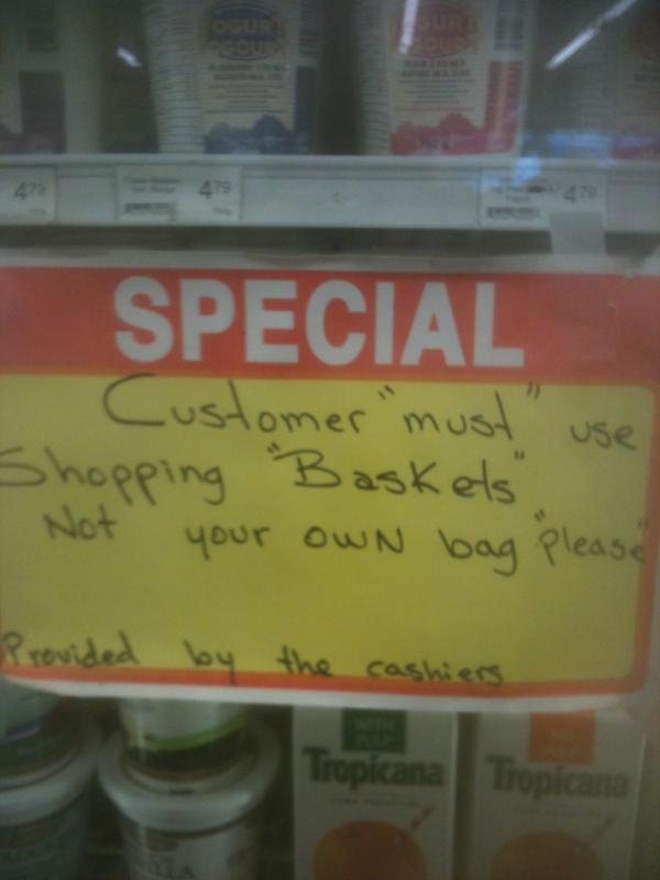 SheilaMEdmonds's tweet photo. So I should use my own bag? http://t.co/18GKzRaL