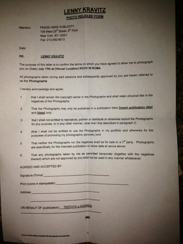 FPAfotoreporter's tweet image. #lennykravitz #rockinroma #photoReleaseForm #liberatoria