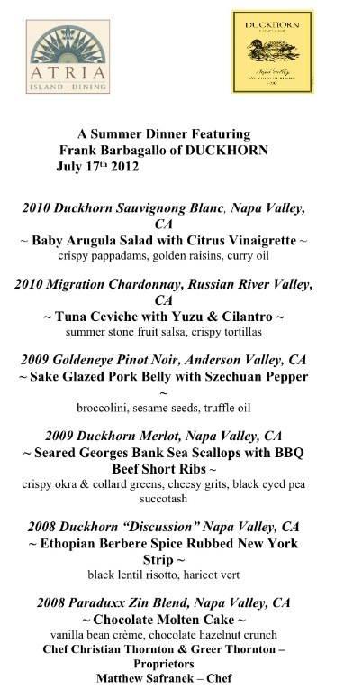 AtriaMV's tweet photo. @duckhornwine Excited to have Frank here &amp; hosting our first wine dinner of the season! http://t.co/2IoztPZ5