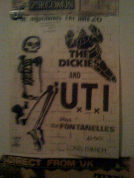 UTISJC's tweet image. An old U.T.I. flyer with The Dickies at Nightmoves in Long Beach,CA