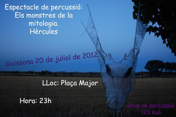 Mariancobe's tweet photo. Demà a Guissona Espectacle de percussió a la Plaça Major a les 23:00 H. Monstres de la mitologia. Hercules !!! http://t.co/SHwDMTAN