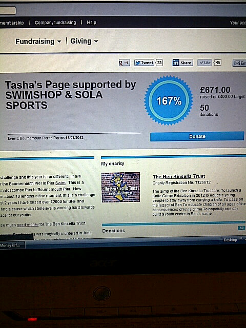 Total Raised for #thebenkinsellatrust for my #piertopierchallenge .£671.00..... Sooo Chuffed :) @brookekinsella