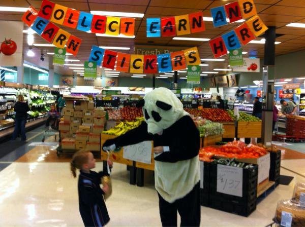 zeebu80's tweet photo. PANDAmonium at woolies Northgate 5689 handing out earn and learn stickers @ToddTrezise @tjeerdjegen @MichaelBatycki http://t.co/VIYKaRty