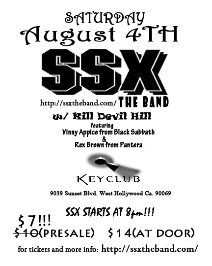 fastliver_tokyo's tweet image. SSX show @ Hollywood w/Kill Devil Hill (ex-members of Pantera and Black Sabbath). Get tickets $7@ ssxtheband.com