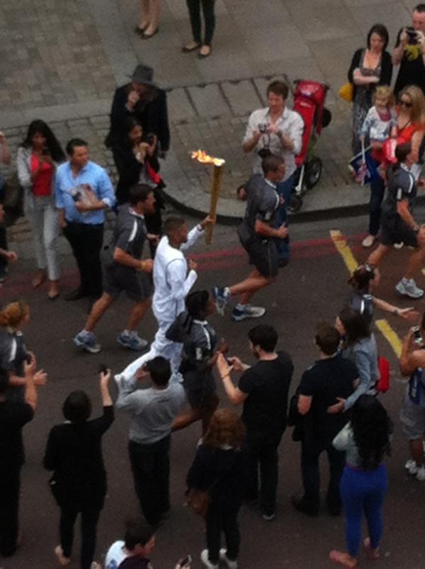 onimitch's tweet image. The Olympic Torch just went past us here at the #BoBHack!