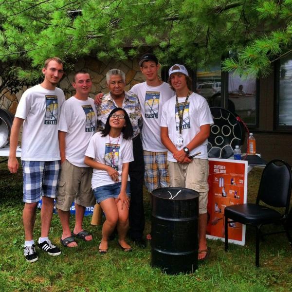 OMHSSteelBand's tweet photo. Old mill steel band players with Ellie http://t.co/YELbkK99