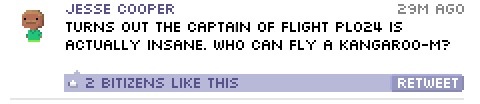 Funny BitBook post in Pocket Planes for iOS!
