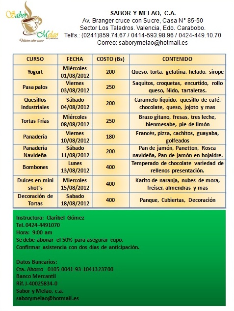 SaboryMelao's tweet photo. Nuestros proximos cursos http://t.co/FXUdaH1j