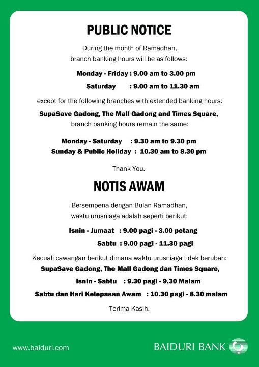 Baiduri Bank Berhad On Twitter Morning Brunei Do Take Note Of