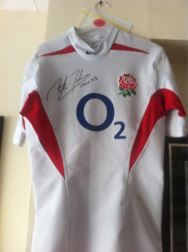 Ant_Hood's tweet image. Martin Johnson signed 2003 world cup shirt #wrongcode