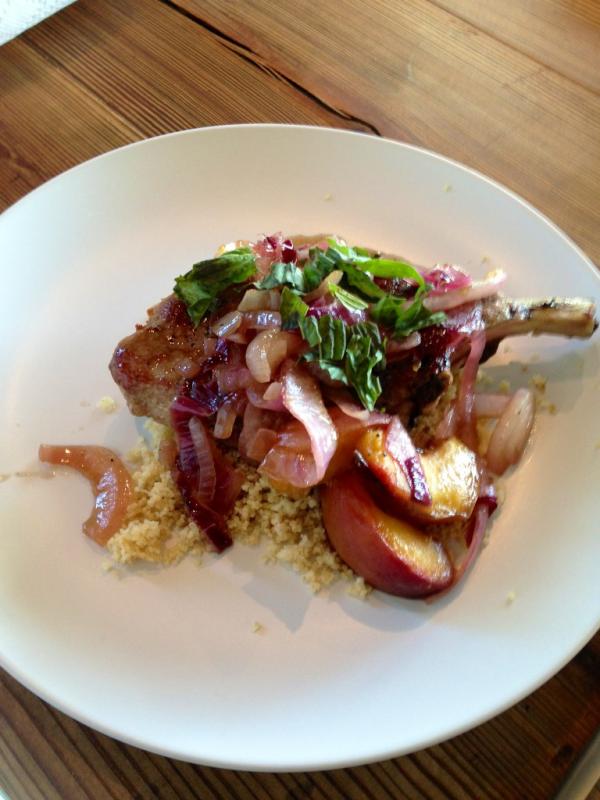 macadaan's tweet image. Made roasted pork chop and peaches with #freshdish #food