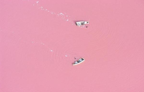Verovali ili ne, jezero ima prirodnu pink boju, zbog mikroalge koja zivi u njemu. Lake Retba, Senegal.