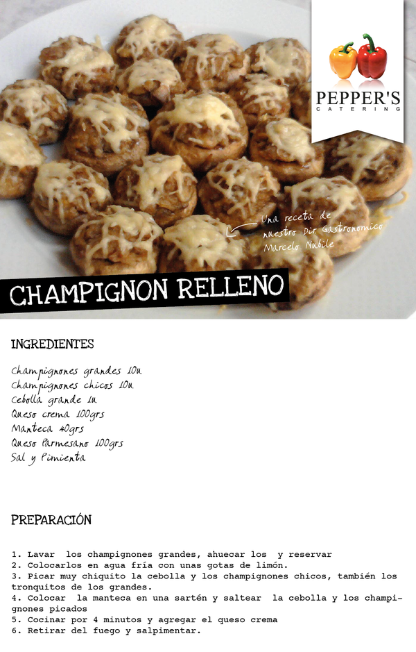cateringpeppers's tweet photo. RECETA EXQUISITA!!! CHAMPIÑONES RELLENOS. Necesitas champiñones, cebolla, queso parmesano, queso crema y manteca! http://t.co/UUlZ1aJm