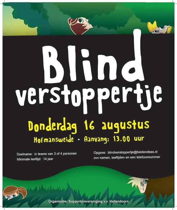 Op donderdagmiddag tijdens het Helders Fees dit jaar Blind Verstoppertje. Geef je nu op!