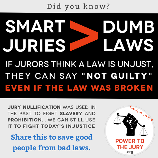 Did you know that #JuryNullification was used historically to fight dumb laws, like slavery and alcohol prohibition?