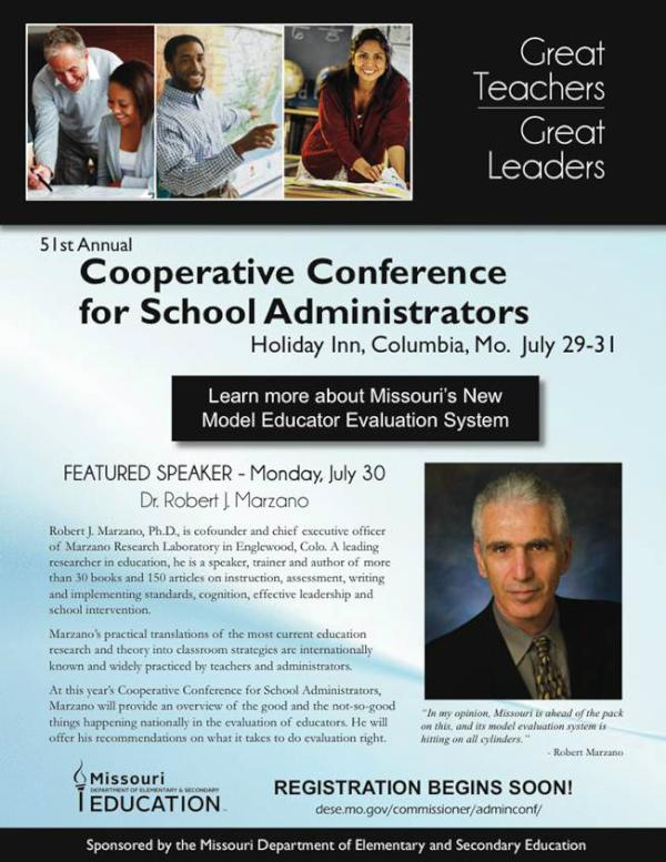 Dr. Marzano is the featured speaker!! Visit goo.gl/bqOfPLearn and learn more about teacher evaluation in Missouri