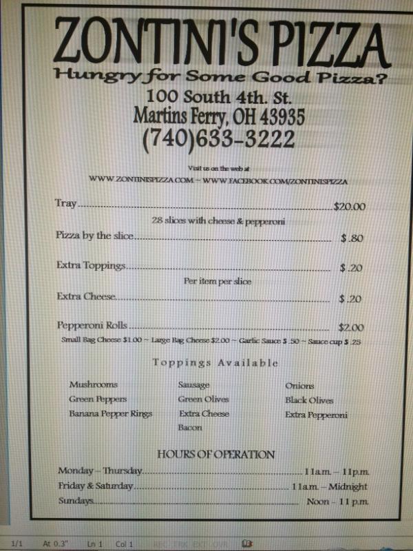 Zontinis's tweet photo. Our Current Menu! http://t.co/H7bvrDYQ