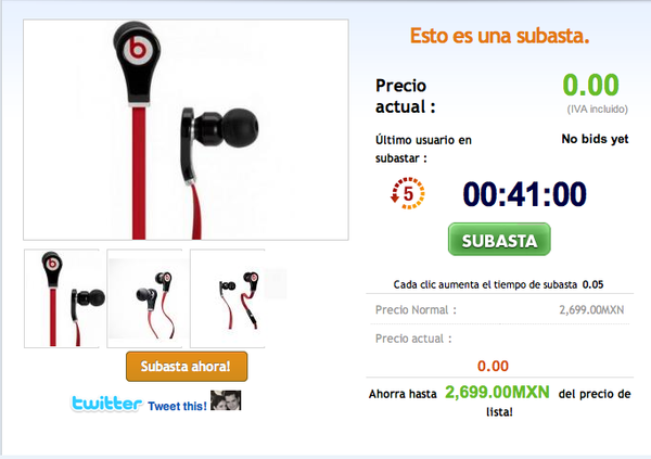 SubasteroMX's tweet photo. A solo 40 minutos de que empiece nuestra subasta!! por los BEATS EAR puedes ser el próximo ganador http://t.co/jbFhARFk
