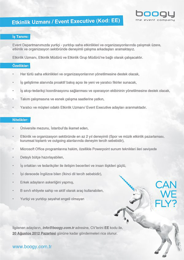 İş imkanı: Etkinlik Uzmanı