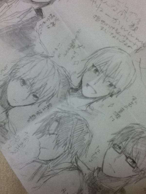いつだったか前の講評中の落書き 黄瀬がセンターに来てシワがグチャア…故意ではないです…よ 