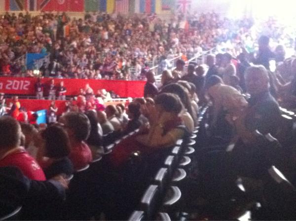 daraobriain's tweet photo. Princess Anne shielding her ears from the noise at the boxing! http://t.co/0G5706yA