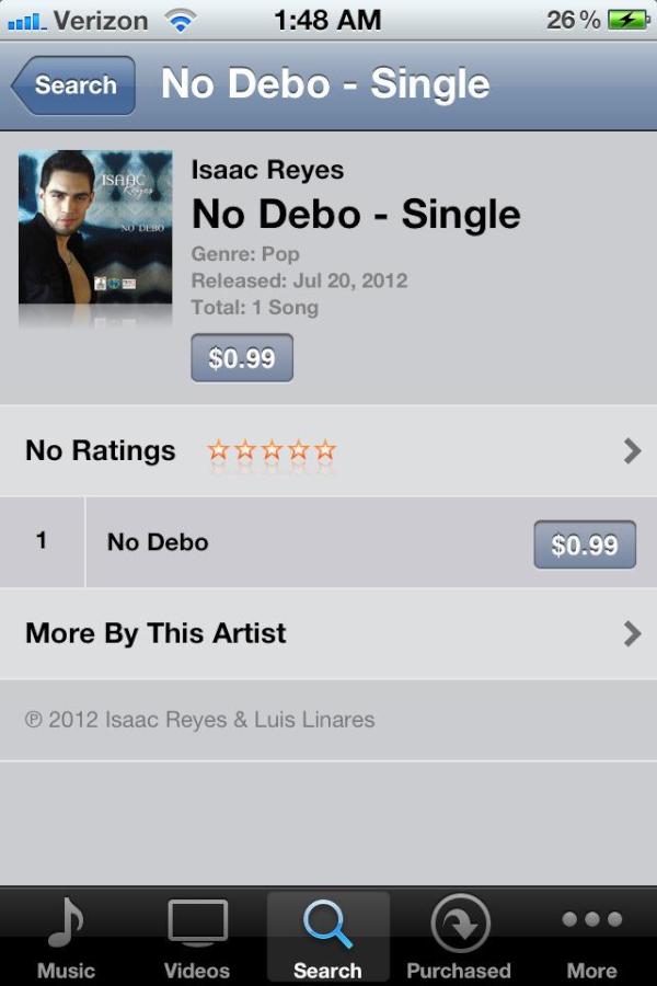 IsaacRFClubTAFL's tweet photo. Ya esta disponible el single de @isaacRPTV #NoDebo por iTunes ! Comprarlo YA ! =D http://t.co/0MfYV1E7