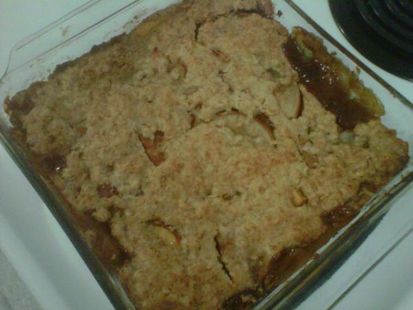 Was craving dessert so bad that I decided to whip up a gluten free vegan peach/pear cobbler