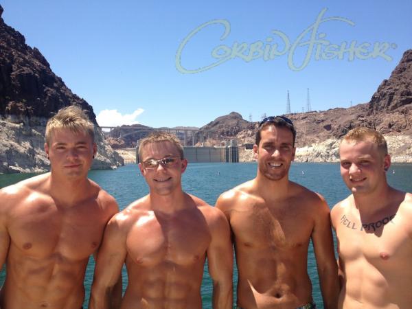 QueerMeNow's tweet photo. Pete is the hottest!!! RT @CF_Sidekick Connor, Dawson, @CF_Pete , Tom on Lake Mead at Hoover Dam! http://t.co/Vn8ZXw7I Some outdoor action?