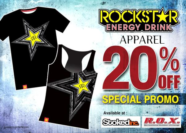 rockstarphil's tweet photo. Rockstar Energy drink Apparel promo R.O.X. Philippines Boni High St. &amp; Stokedinc 20% off until Aug. 31 only. http://t.co/4BL1k1E1