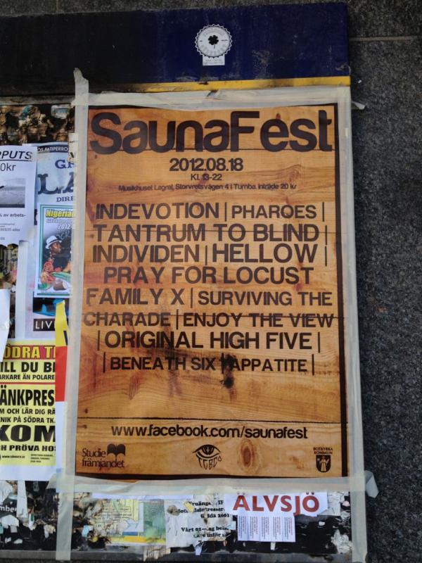 SaunaFest's tweet photo. #SaunaFest  fortsätter att leverera! #12.08.18 #musikhuset #Lagret i #Tumba http://t.co/OQaMzrFT