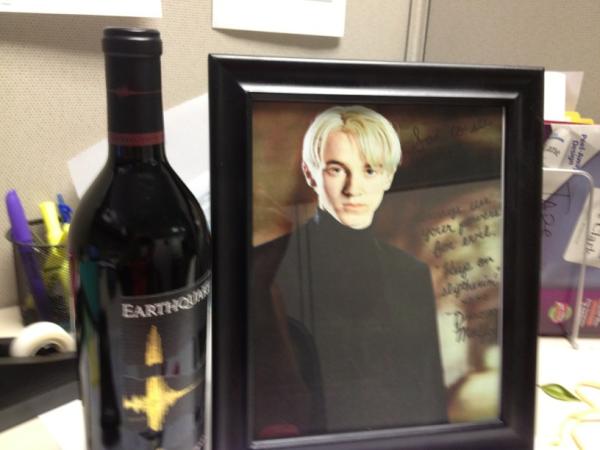 TeamRickiJordan's tweet photo. Wine and Draco Malfoy? These people know me too well!!! @teamrickinick @TeamRickiMari @TeamRickiKrugs @teamrickiamanda http://t.co/UgdmAyIs