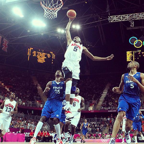 Kevin Durant wiping the floor with the Frenchmans.