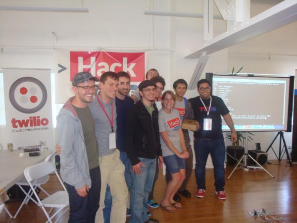 ramisayar's tweet photo. The winner of the People's Choice Award for the Best @twilio Usage is Basic Needs! #hackforchange http://t.co/dd8kWVo4