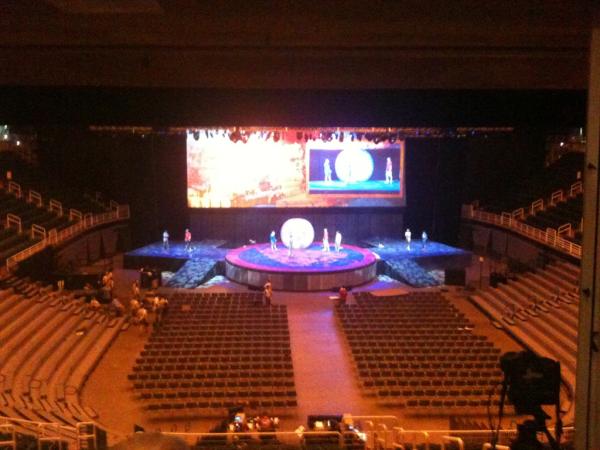 JonShaeffer's tweet photo. Stage people are practicing for tonight's show #NOAC2012 http://t.co/KQOdp2Sj