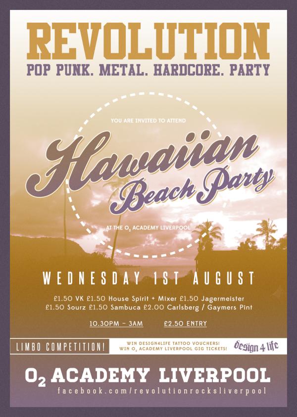 RevolutionRocks's tweet image. TOMORROW! @RevoWednesday Hawaiian Beach Party @O2AcademyLpool! Free entry in beachwear/Hawaiian gear/with inflatables!
