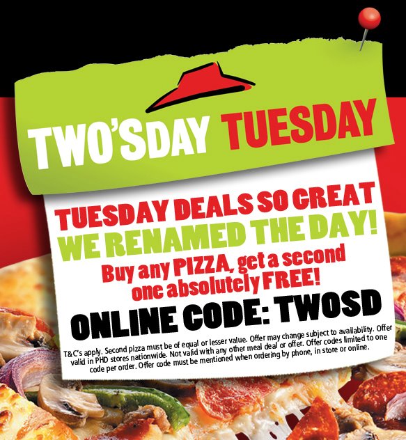 Pizza Hut Delivery On Twitter It S Twosday Tuesday You Know What That Means Buy One Pizza Get One Free With This Code Twosd Http T Co 1dc8l4sl Http T Co Vwrkztcl