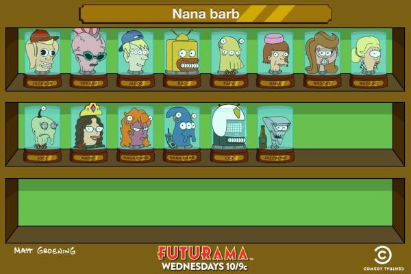 See the new shelf of jars I've created with the #Futurama Head-in-a-Jar Creator. Nana barb.